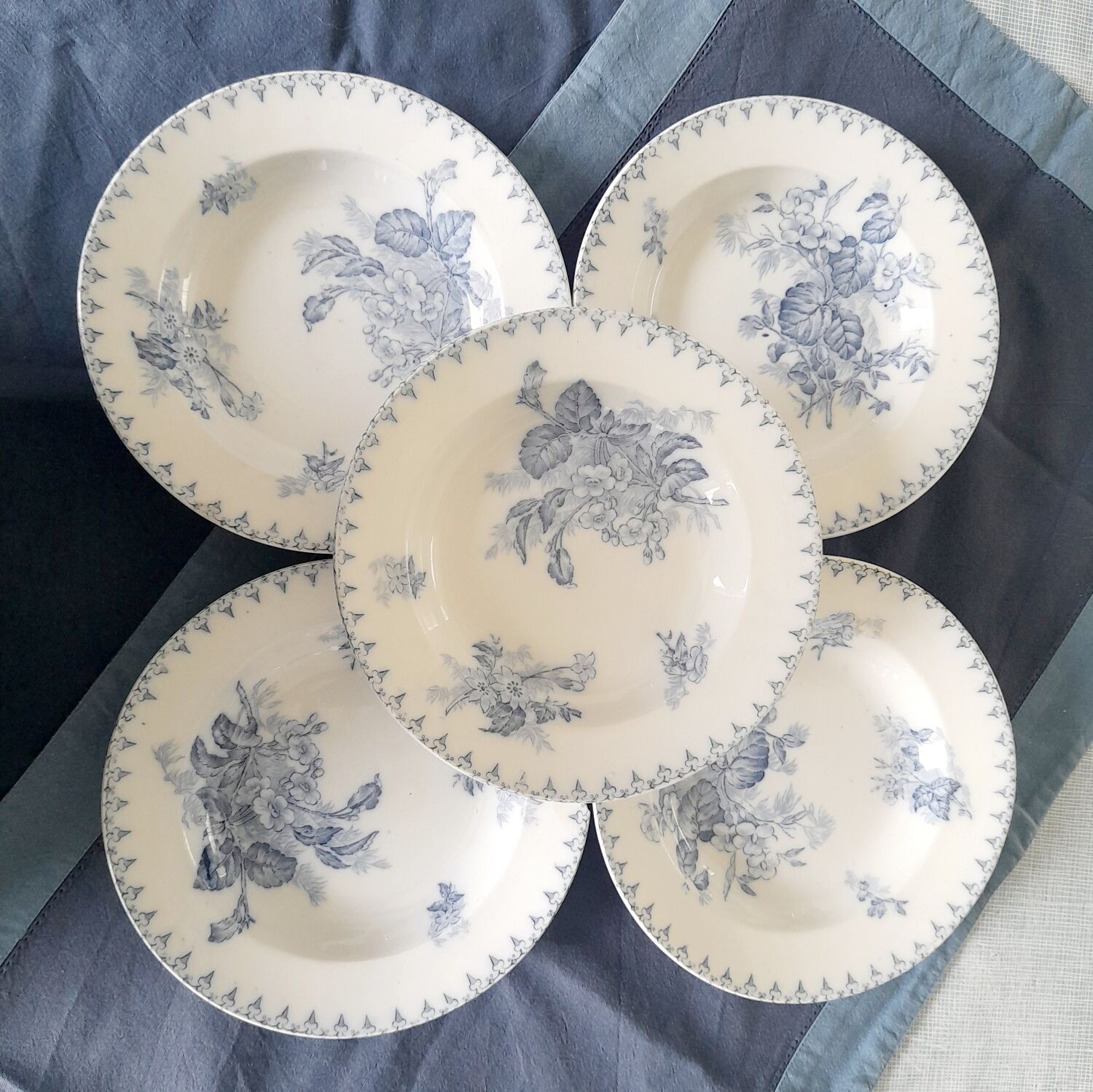 Hollow plates Flora of Sarreguemines - lot of 5