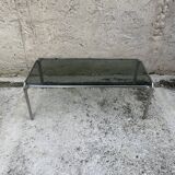 Table basse verre fumé et chrome