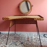 Vintage rattan and metal dressing table