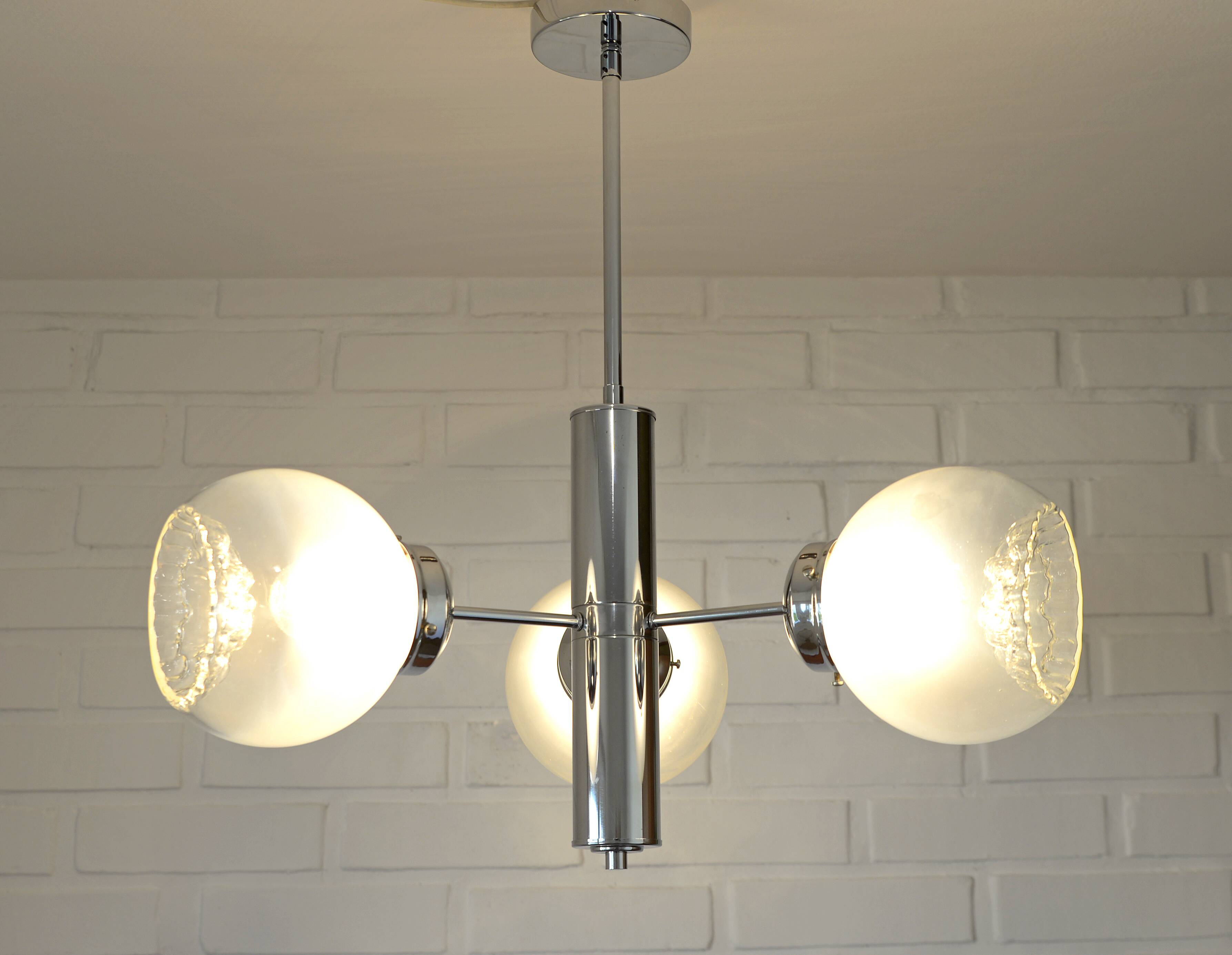 Vintage Murano Glass Pendant Lamp / Mazzega Sputnik Chandelier 1970's