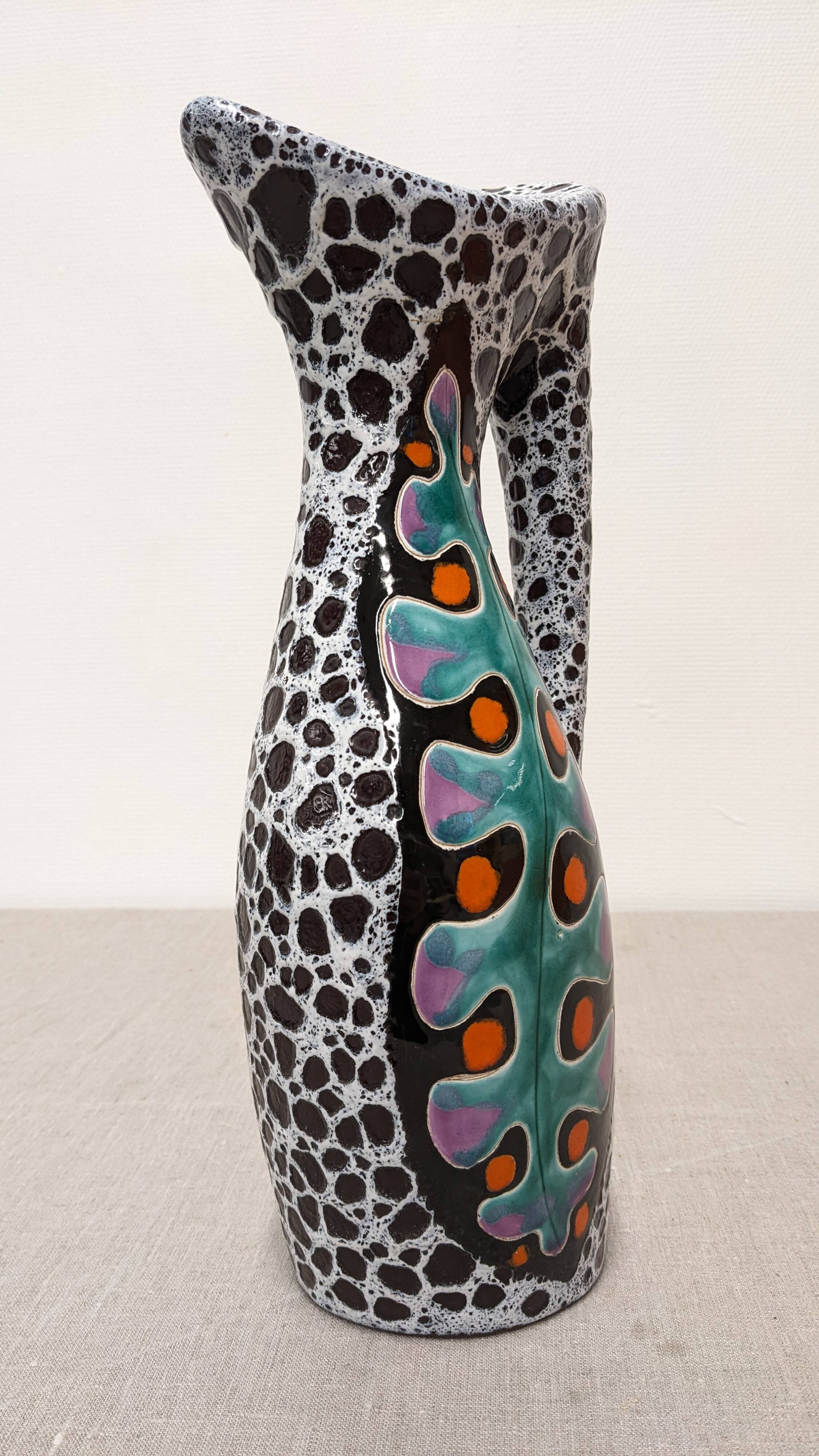 Ceramic vase by Marino Le Vaucour in Vallauris, France, circa 1960.