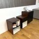 Vintage 1970s Space Age bedside tables in wood and black.