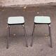 Paire de tabourets acier et formica vert acqua et acier