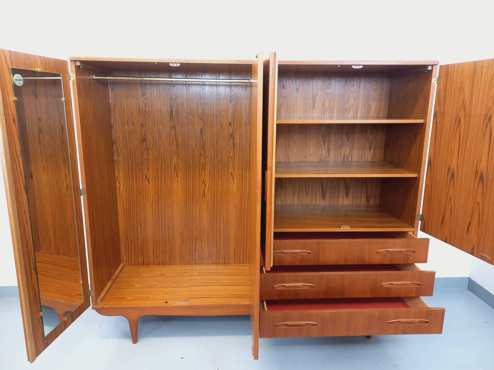 Vintage Scandinavian teak wardrobe from the 1960s.