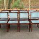 8 Scandinavian chairs in solid teak and blue velvet from the 1960s
