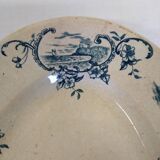 Old serving dish floral and maritime decoration