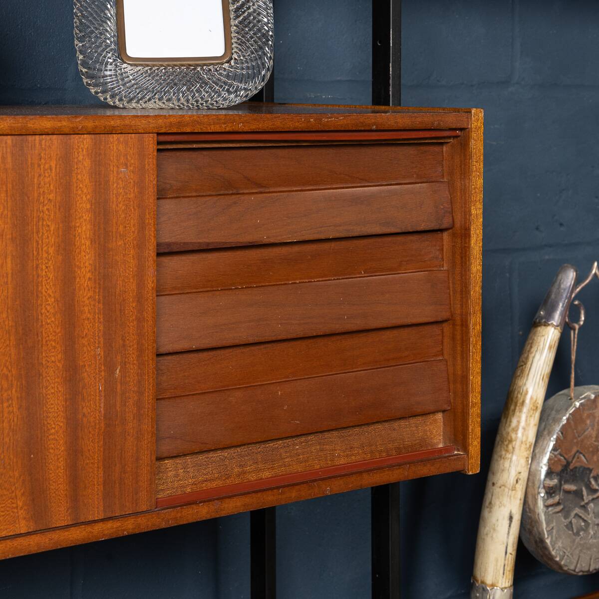 Vintage 20thc italian modular teak wall cabinet c.1960