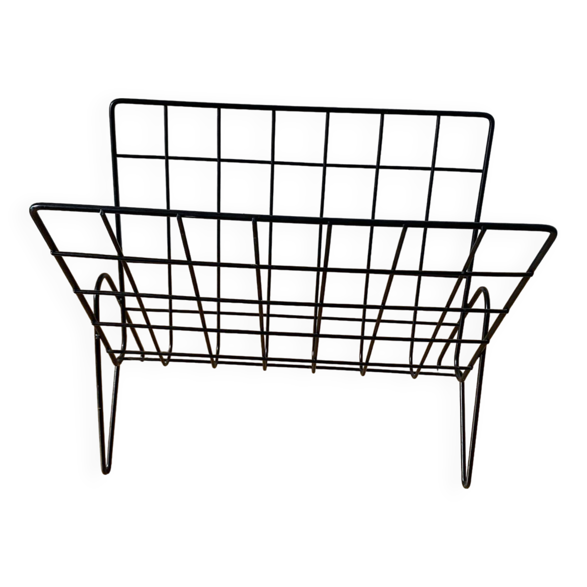 Black galvanized metal magazine rack