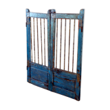 Old burmese teak gate with openwork wrought iron panels
