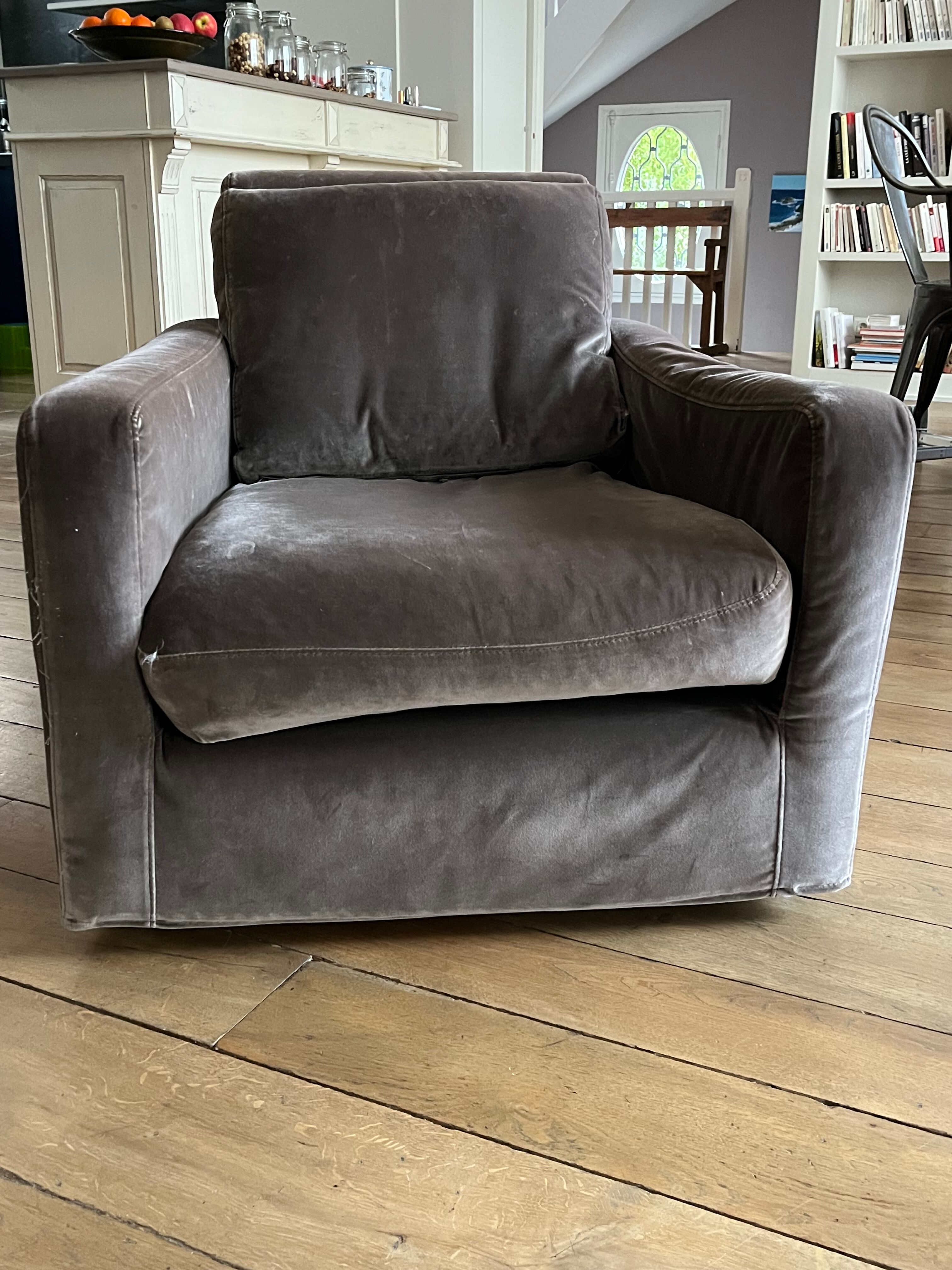 Armchair chester habitat velvet plum