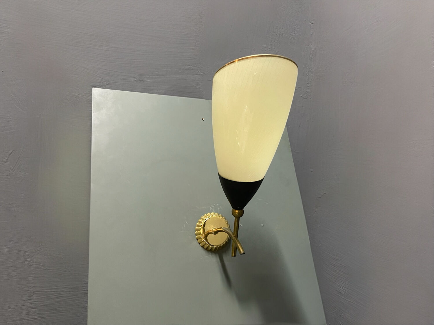 Italian Glass Brass Sconces in the Style of Stilnovo 1960’s