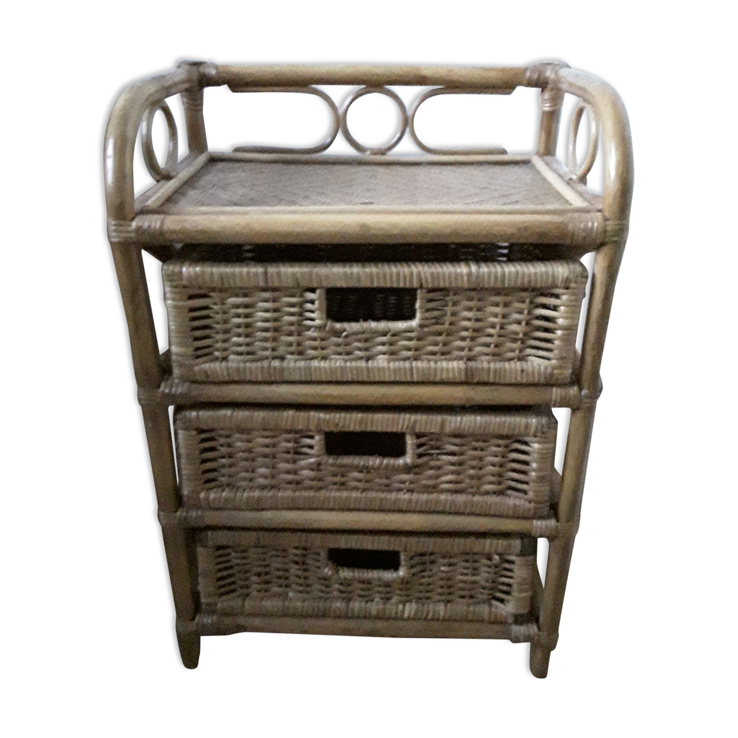 Vintage rattan chest of drawers