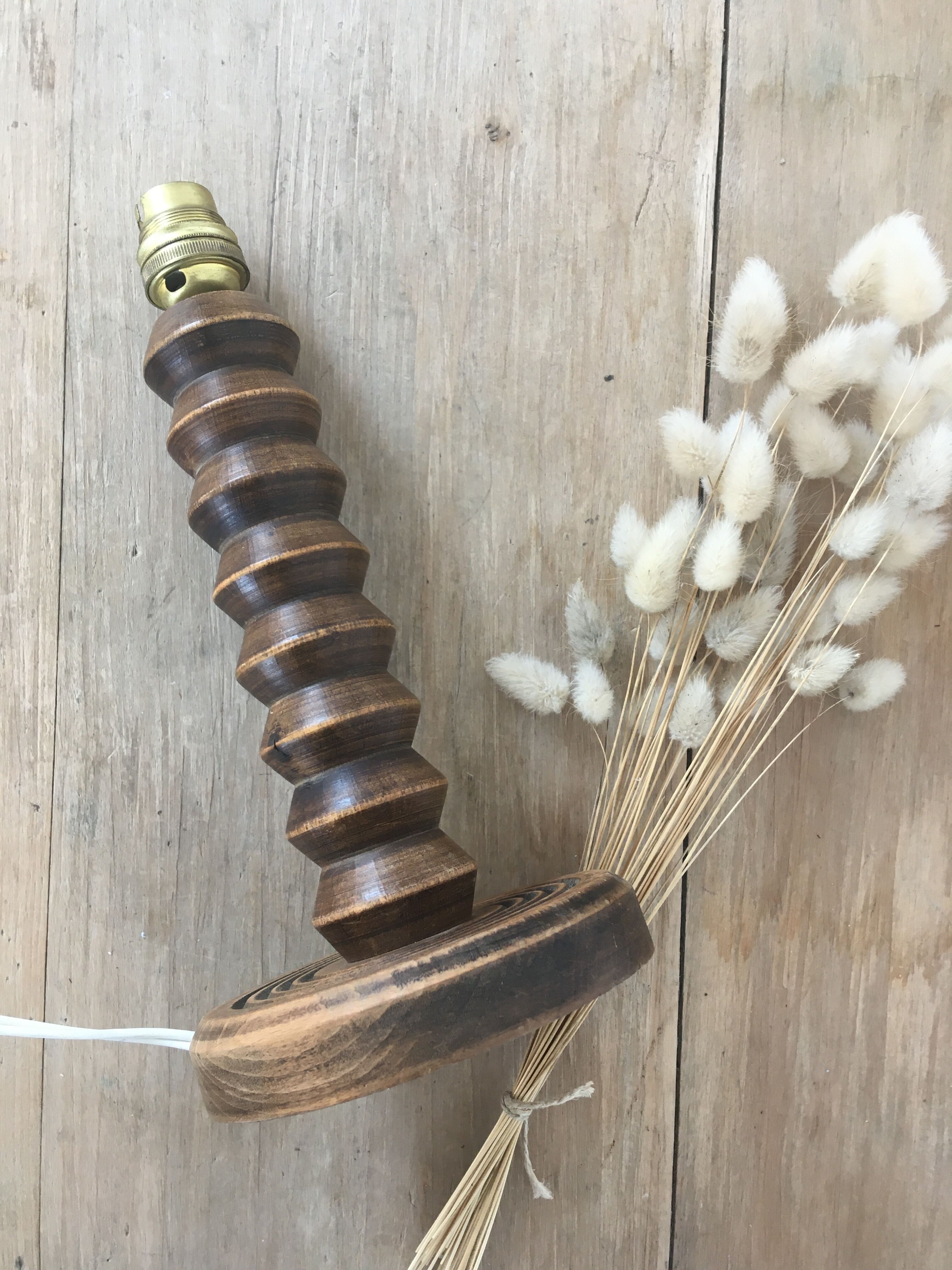 Solid wood lamp foot "zigzag" 40s-50s