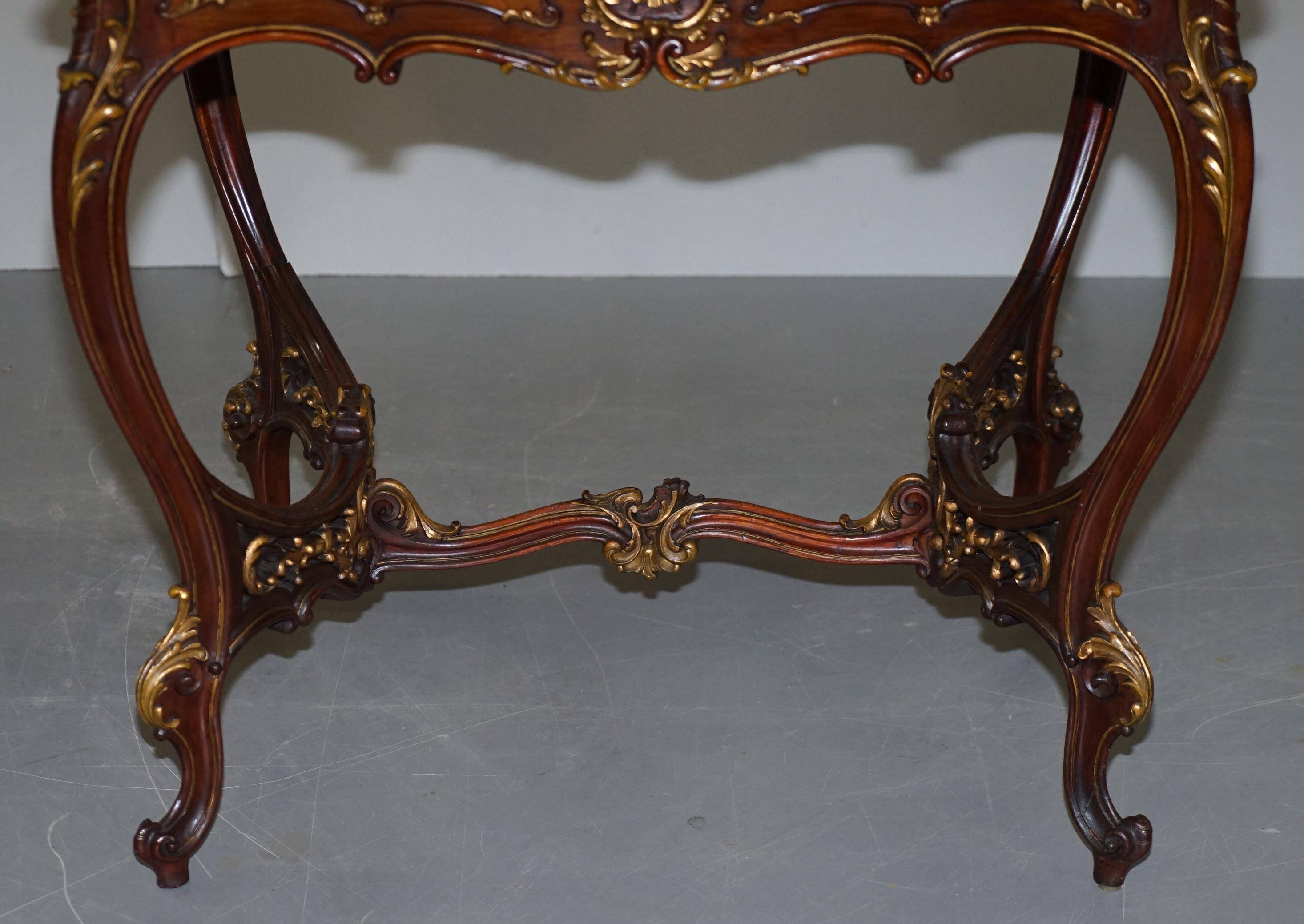 Pine desk with leather and gilding, late Victorian period around 1900.