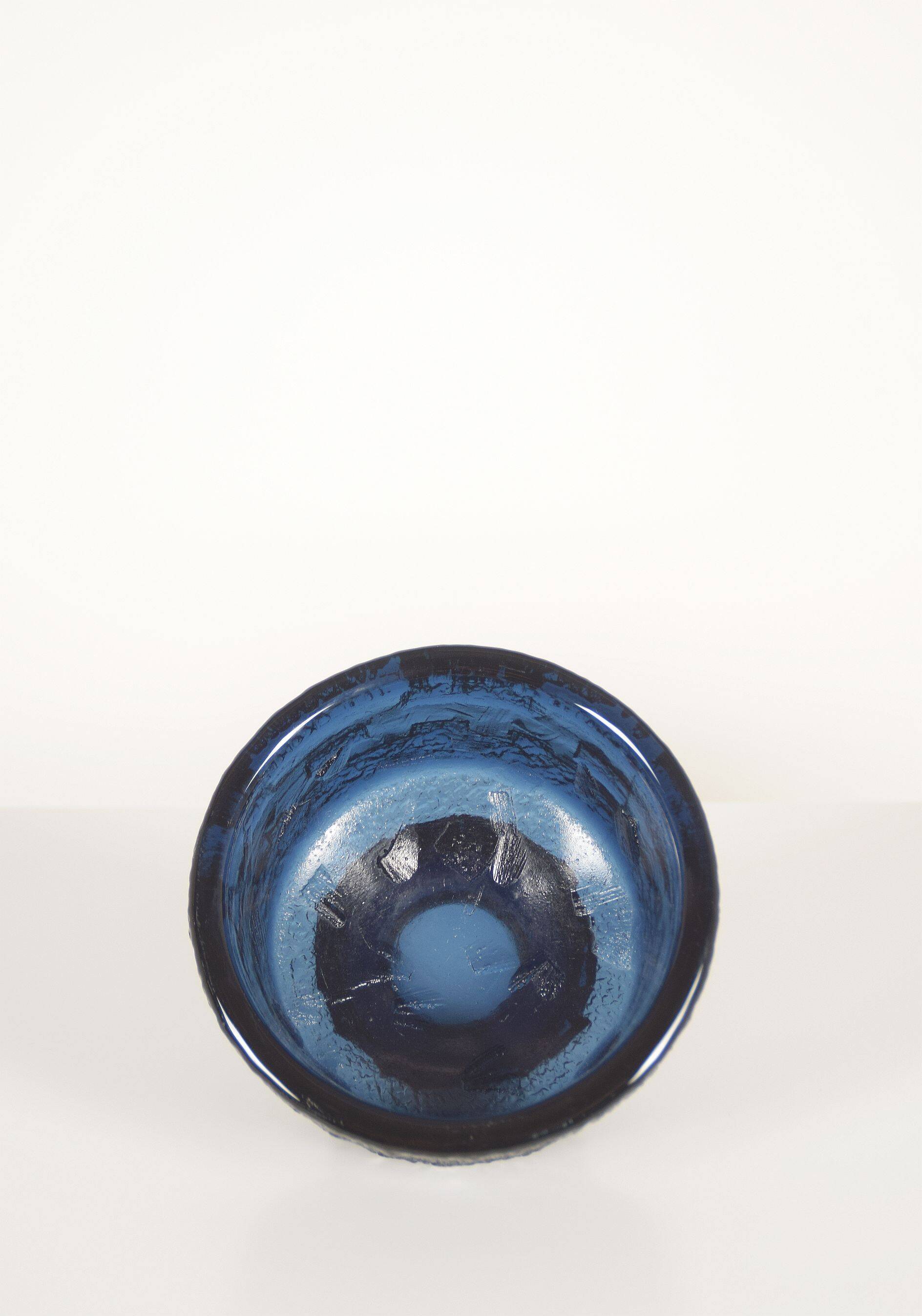 Swedish Cobolt bowl by Göte Augustsson for Ruda Glasbruk, 1960s