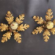 Gilded hand-forged Florentine wall lamp Hans Kögl style, Italy