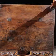 17th century Alpine carved walnut Brettstuhl armchair with grotesque mask