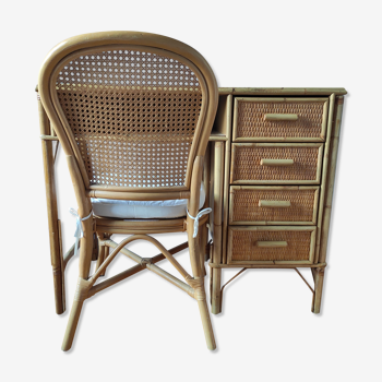 Rattan desk and chair