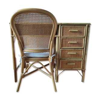 Rattan desk and chair