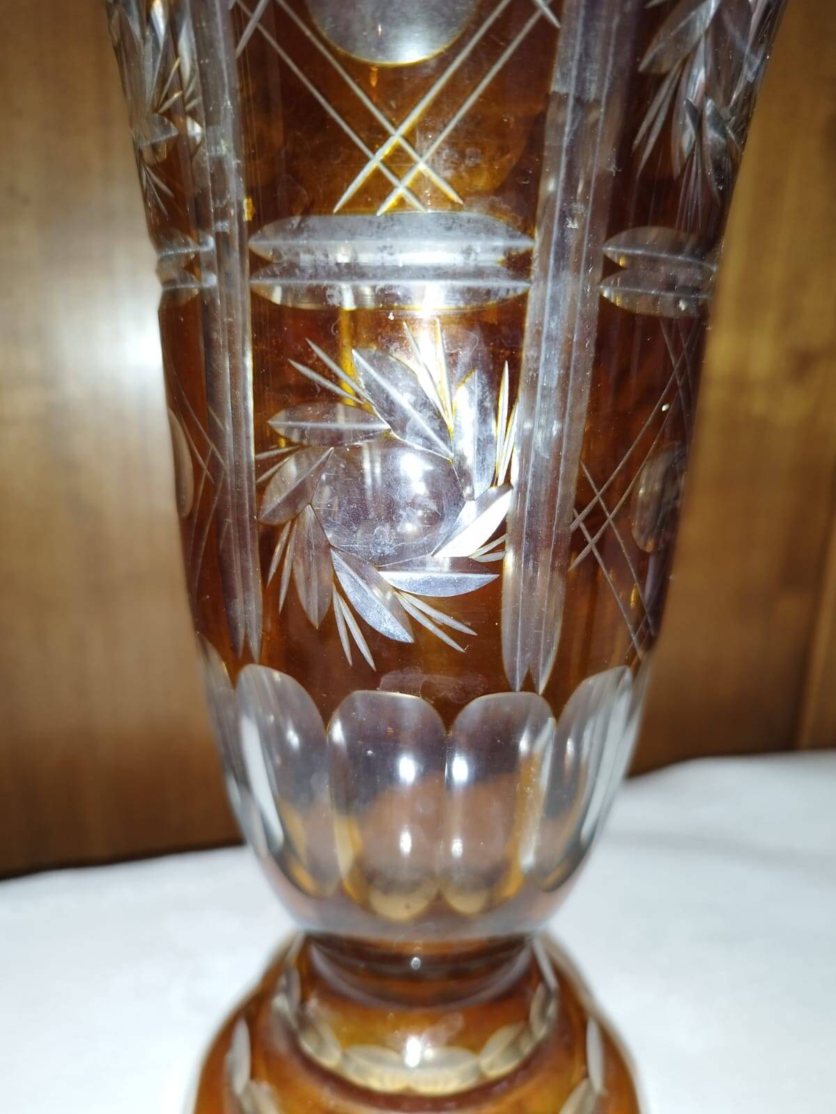 Bohemian crystal chiseled vase