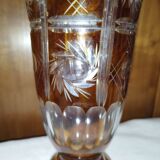 Bohemian crystal chiseled vase