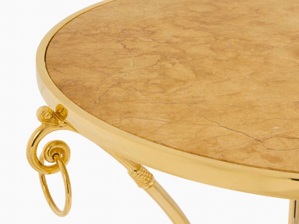 Set de 4 guéridons néoclassiques laiton marbre Maison Charles 1960