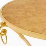 Set of 4 neoclassical side tables in brass and marble by Maison Charles, 1960.