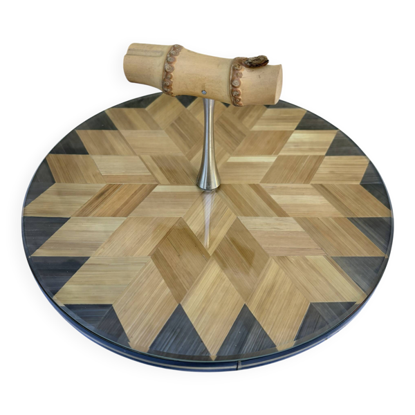Plateau service marqueterie paille