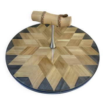 Plateau service marqueterie paille