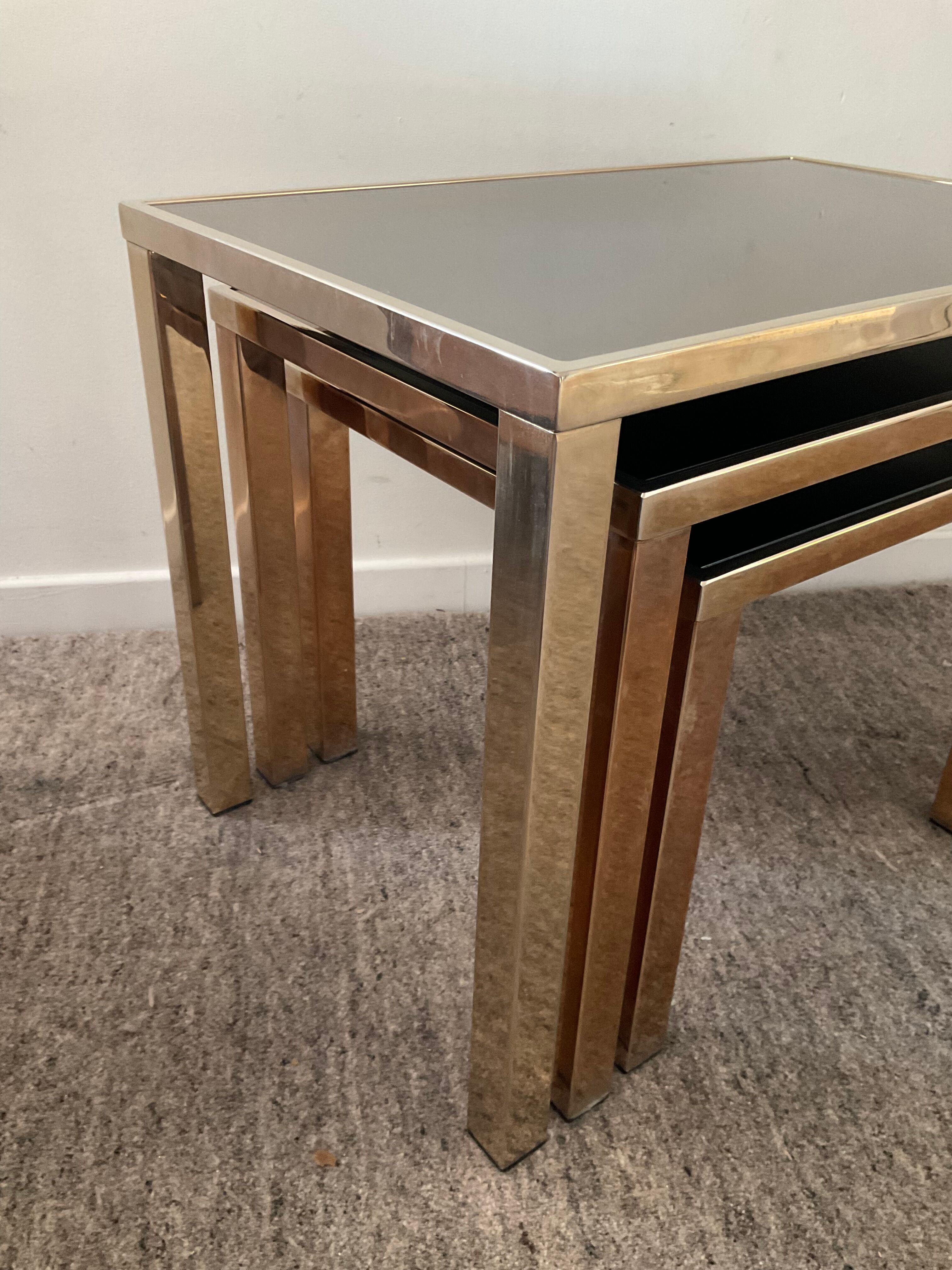 Series of 3 Belgo Chrom trundle tables from the 70s