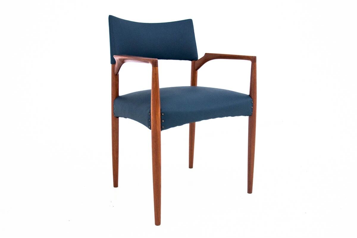 Fauteuil bleu, design danois, années 1960.