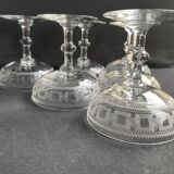 6 Baccarat champagne glasses engraving 3458