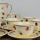 Set of 6 coffee cups his coffee teapot and milk teapot.