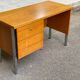 Scandinavian desk in wood and silver steel 1960 with 4 drawers
