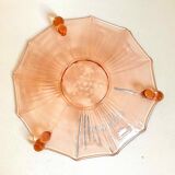 Art Deco pressed molded pink glass fruit bowl Diameter 30 cm.