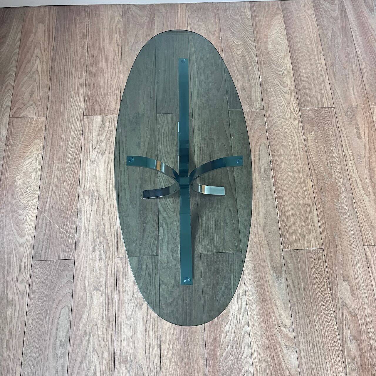 70's coffee table with glass and chrome