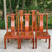 Set of 5 Chinese Ming chairs in solid rosewood – Engraved Shou pattern 70