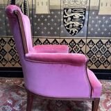 Louis XVI style bergère in pink velvet