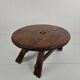 Rustic oak brutalist round coffee table France 1960s mid-20th century