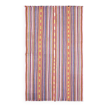 Tapis de zone vintage turc Oushak fait main en laine et coton rose des années 1970 178x281