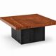 Exotic wood coffee table with an end grain wood top.
