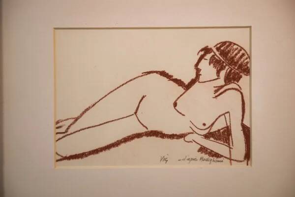 Painting/sanguine by Lucien Vignolle after Modigliani 1990’s