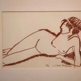 Painting/sanguine by Lucien Vignolle after Modigliani 1990’s