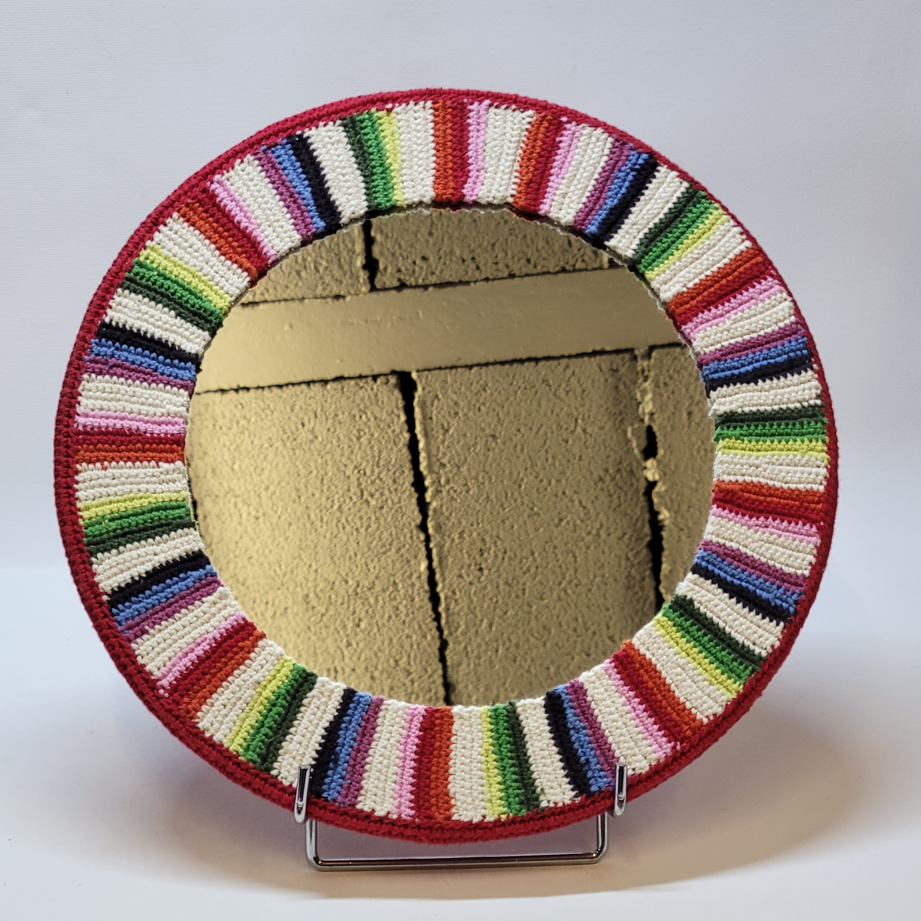 Miroir Rond Mural Cadre Crochet Tricot Bohême