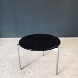 Midcentury Modern Leather Tripod Stool by Uno & Östen Kristiansson for Luxus, Sweden, 1960s