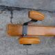 Scandinavian wall coat rack in wood and metal 8 hooks 60s 70s