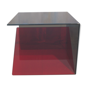 Table d'appoint contemporaine rouge en verre teinté