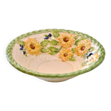 Large salad bowl / fruit bowl in hand-painted sunflower slip