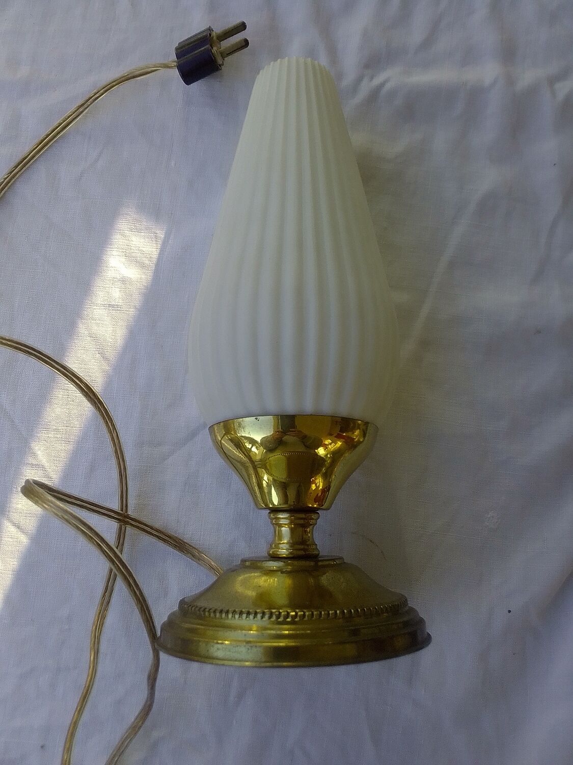 Desk lamp brass plastic lampshade