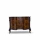 serpentine commode in antique walnut